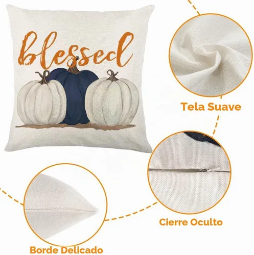 Vista 3 de Vellibring Fundas de almohada de otoño de 18 x 18 pulgadas, fundas