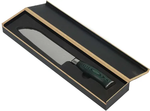 Vista 2 de Chef Craft Elite - Cuchillo alemán Santoku, hoja de 7 pulgadas, 12 pulgadas de largo, acero inoxidable/negro