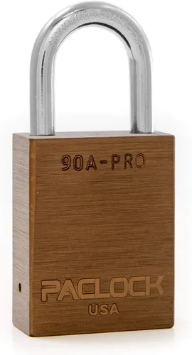 Vista 58 de PACLOCK Candado de la serie 90A-PRO, compre American Act obediente, aluminio anodizado marrón, cilindro de 7 pines de alta seguridad con 1 llave por
