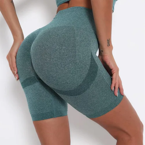 Vista 3 de Pantalones cortos de yoga para mujer, pantalones cortos de cintura alta, pantalones cortos de yoga para ciclismo, pantalones cortos de entrenamiento