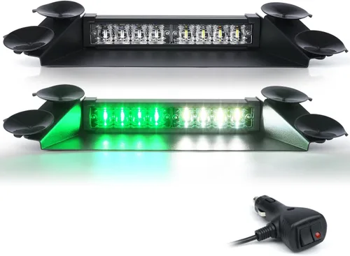 Vista 9 de LUMENIX Barras de Luces Estroboscópicas LED de Emergencia para Salpicadero de Aluminio, Advertencia de Seguridad para Parabrisas Delantero