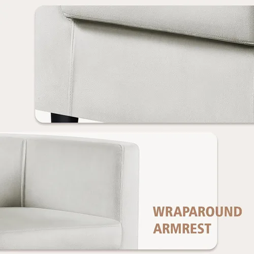 Vista 5 de Yaheetech - Silla de terciopelo decorativa, sillones modernos y cómodos, silla de sofá de barril tapizada para sala de estar, dormitorio, sala