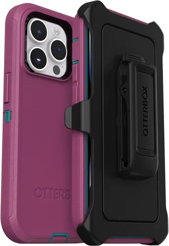 Vista 10 de OtterBox Funda para iPhone 14 Pro (solamente) de la serie Defender - RAIN Check (azul), resistente y duradera, con protección de puerto, incluye