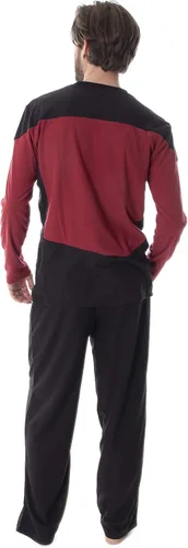 Vista 3 de INTIMO Star Trek Next Generation - Disfraz de uniforme Picard para hombre, ropa de dormir raglán y pantalones, Rojo
