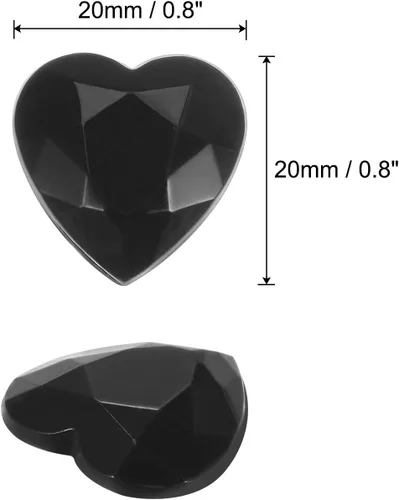 Vista 2 de MECCANIXITY 20 piezas de diamantes de imitación acrílicos de corazón de 0.787 pulgadas (0.787 in) con parte trasera plana, gemas de plástico