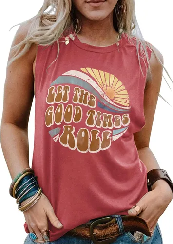 Vista 11 de Hount Camisetas sin mangas para mujer, estilo casual, holgadas, con gráficos, cómodas, para verano, básicas, camisetas tipo túnica 10-beige