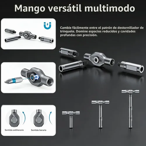 Vista 9 de Juego de destornilladores magnéticos de trinquete 24 en 1, kit de herramientas profesionales de precisión con estuche para electrónica, computadora
