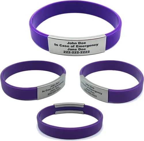 Vista 5 de Pulsera de identificación médica personalizada - Pulsera de seguridad para personas mayores grabada personalizada - Alerta de Alzheimer