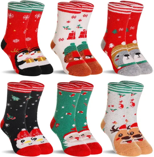 Vista 22 de SeeyAN Calcetines de lana merino para niños y niñas, botas de senderismo, térmicos, cálidos, acogedores, suaves, gruesos, 6 pares