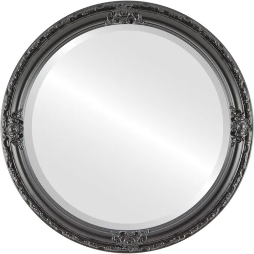 Vista 6 de Espejo de pared redondo biselado para decoración del hogar, estilo Jefferson, hoja de oro antiguo, dimensiones exteriores de 16 x 16 pulgadas