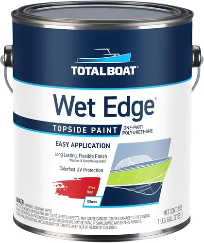 Vista 27 de TotalBoat Wet Edge Topside - Pintura marina con recubrimiento de poliuretano premium para barcos, vehículos recreativos, molduras exteriores, fibra