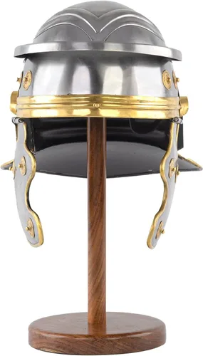 Vista 3 de Casco centurión romano medieval Casco de guerreros de gladiador Casco de réplica de metal Casco para LARP, WO Plume