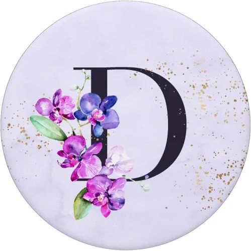 Vista 3 de Orchids Plants Flower - Soporte para teléfonos y tabletas, diseño de letra D, color morado, Negro