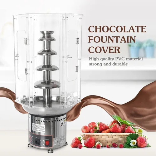 Vista 4 de Máquina de fuente de chocolate con cubierta antipolvo de acrílico transparente de plástico con control de temperatura, máquina de cascada de 4