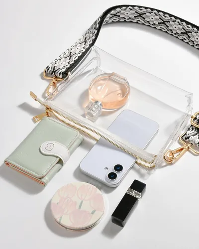 Vista 6 de Bolso transparente para mujer, pequeña bolsa transparente para eventos de estadio, bolso cruzado para conciertos, fiestas, fanáticos