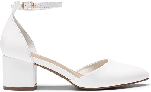 Vista 2 de DREAM PAIRS Zapatos de tacón bajo y grueso para mujer, con correa al tobillo, zapatos elegantes para bodas y negocios