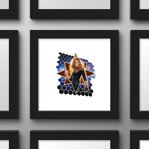 Vista 2 de Trends International Gallery Pops Marvel The Marvels - Póster de pared con icono del Capitán Marvel, 12.00 x 12.00 pulgadas, versión de marco negro