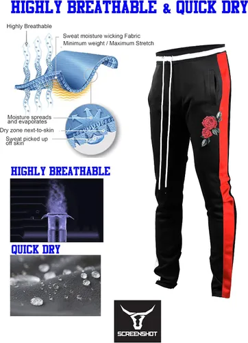 Vista 2 de Screenshot - Pantalones deportivos con cinta lateral estilo Hip Hop, ajuste ceñido, para hombre