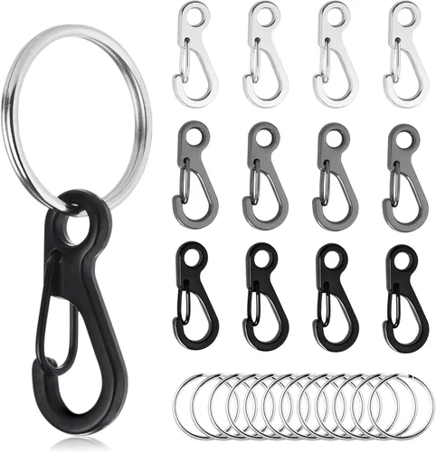Vista 16 de Small Carabiner Clip Metal Spring Snap Hooks Mini Paracord Hanging Clips for Camera Strap, Flashlight, Key Chain