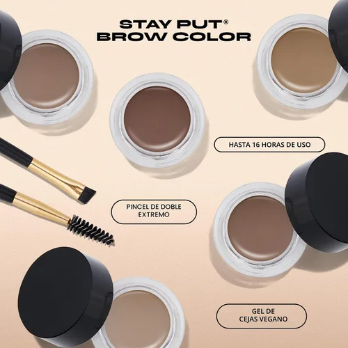 Vista 3 de Milani Stay Put Brow Color Tinte para cejas, Castaño Pigment-Rich Cream Fills & Sculpts Brows For Up To 16Hrs. Includes Dual-Ended Brush. Vegan