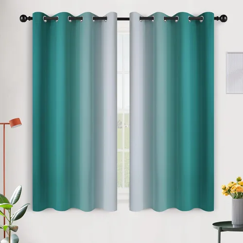 Vista 121 de SimpleHome Cortinas degradadas degradadas para oscurecer la habitación de 36 pulgadas de largo para dormitorio, con ojales y bloqueo de luz Negro