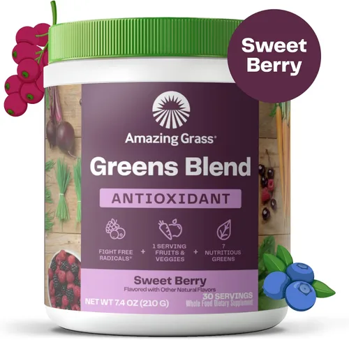 Vista 2 de Amazing Grass Mezcla de verduras antioxidantes: Mezcla de batidos en polvo Super Greens con energía orgánica y verde superalimentaria: mezcla