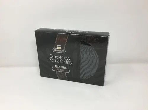 Vista 4 de Fineline Flairware Collection - Tenedores de plástico negro resistentes, de calidad, extra duraderos, prácticos para servir y porcionar alimentos