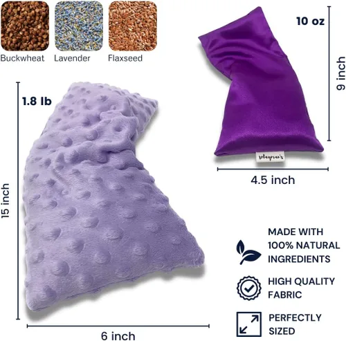 Vista 3 de Almohadilla térmica y almohada para ojos para microondas - Set de regalo - Almohada de ojos perfumada de lavanda y almohadilla térmica