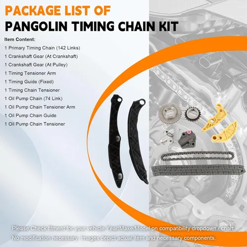 Vista 3 de PANGOLIN Kit de cadena de distribución G4KJ para 2014-2017 Kia Optima Sorento Sportage 2.0L 2.4L Turbo Engine 16 válvulas piezas de repuesto