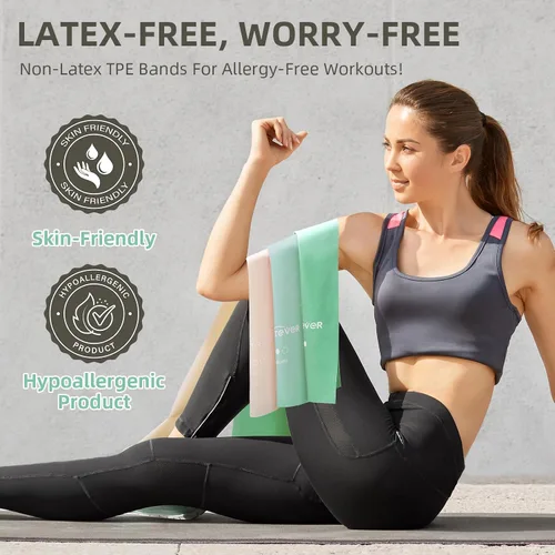 Vista 4 de Stretch Bands for Exercise, Resistance Bands for Working Out, Exercise Bands for Physical Therapy, Pilates, Rehab, Stretch, Strength Training and