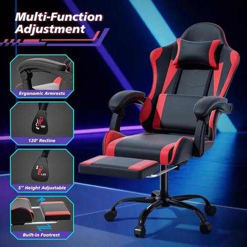 Vista 5 de Magshion Silla de juegos para adultos, silla ergonómica de computadora con reposabrazos de acoplamiento, silla de jugador de altura ajustable