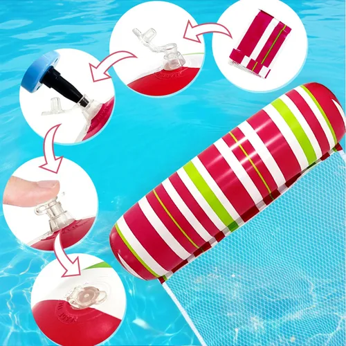 Vista 4 de Adult Pool Floats, Inflatable Water Hammock, Beach Vacation Essentials for Pool, Lake, or Summer Parties
