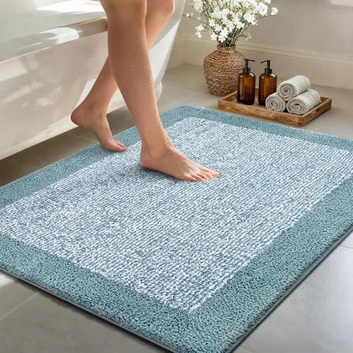 Vista 92 de Alfombras de baño de 17 x 24 pulgadas, antideslizantes, lavables, color gris, para bañera, tapete de baño para baño, tapete suave y absorbente