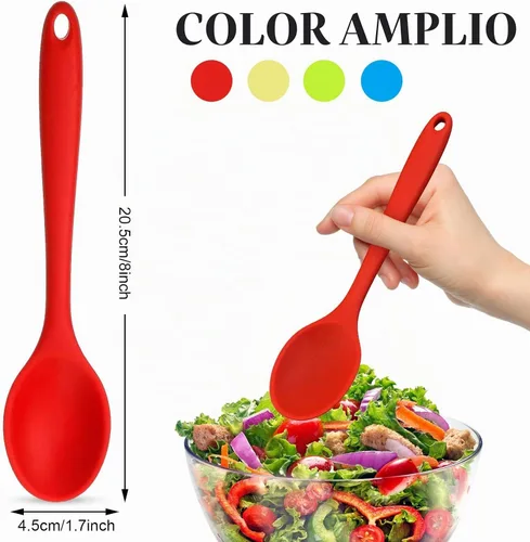 Vista 2 de 4 cucharas mezcladoras para cocinar, cucharas pequeñas de silicona