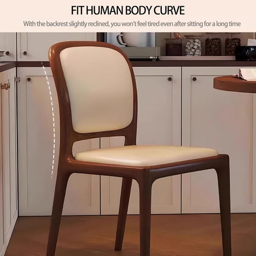 Vista 4 de Sillas de comedor de madera sin brazos, sillas de cocina de comedor, silla de escritorio de cocina de nogal con soporte trasero, silla de Negro