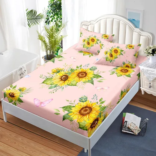 Vista 20 de Nttopship Sábanas y fundas de almohada florales bohemias, sábana bajera ajustable de microfibra suave, bolsillos profundos, decoración