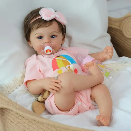 Vista 3 de SCOM Muñecas realistas de bebé Reborn – Meadow - Muñecas realistas de 18 pulgadas para niña recién nacida, cuerpo de tela, extremidades de vinilo