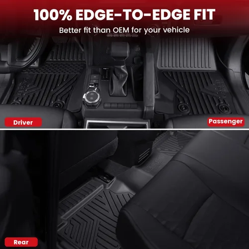 Vista 9 de LASFIT Alfombrillas de suelo para Toyota Tacoma 2024-2026 de doble cabina a gas (solo compatible con manual Tran), forros de suelo de TPE para todo