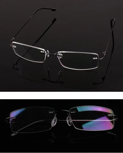 Vista 4 de Agstum Marcos de lentes ópticos flexibles sin marco con bisagras de aleación de titanio