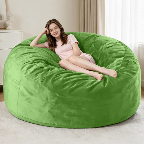 Vista 64 de Sillón puff de 3 pies Sillón estilo puff grande de 3 pulgadas con relleno de espuma viscoelástica, sofá suave con funda de terciopelo holandés