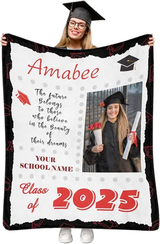 Vista 12 de Manta personalizada de graduación 2025, manta personalizada para regalo de graduación con nombre de la universidad, manta de felicitación