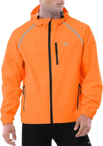 Vista 6 de baleaf Chaqueta impermeable para hombre con capucha ligera reflectante A-Negro