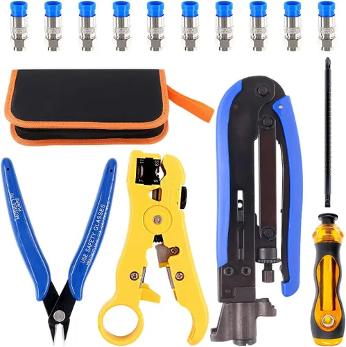 Vista 8 de Hilitchi Crimpadora de cable coaxial con manual de instrucciones Conector de compresión multifuncional Herramienta de crimpado coaxial ajustable