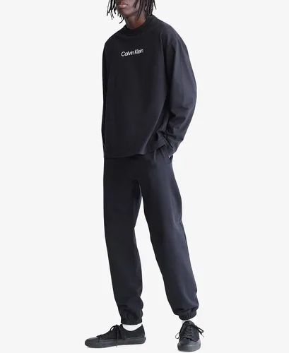Vista 4 de Calvin Klein Camiseta de manga larga con cuello redondo y logotipo estándar para hombre