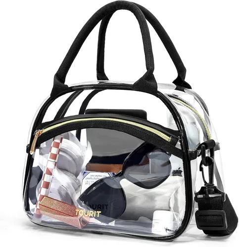 Vista 10 de TOURIT Bolsa de almuerzo transparente aprobada para estadios, bolsa transparente con correa ajustable, lonchera transparente para mujeres y hombres