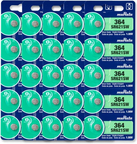 Vista 9 de Murata Batería 364 SR621SW 1.55V Celda de botón de reloj de óxido de plata (5 baterías)