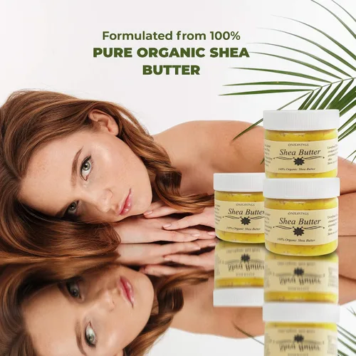 Vista 5 de Romeriza - Manteca de karité orgánico cremoso puro crudo, sin refinar, nutrición de la piel, eczema, estrías para cara, cuerpo y cabello
