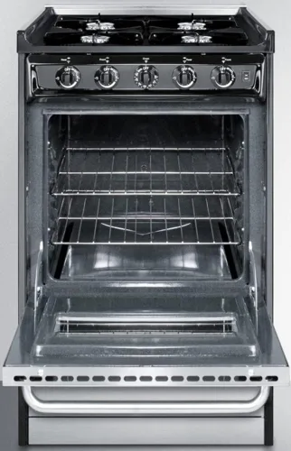 Vista 2 de Summit Appliance TNM1107BRW - Cocina de gas de 20 pulgadas de ancho estilo deslizante en acero inoxidable con quemadores abiertos, ventana de horno