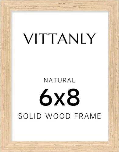 Vista 197 de Vittanly - Marco de fotos de 4 x 6 pulgadas de madera maciza con plexiglás, incluye paspartú de 3,5 x 5, para colgar en la pared o poner sobre una