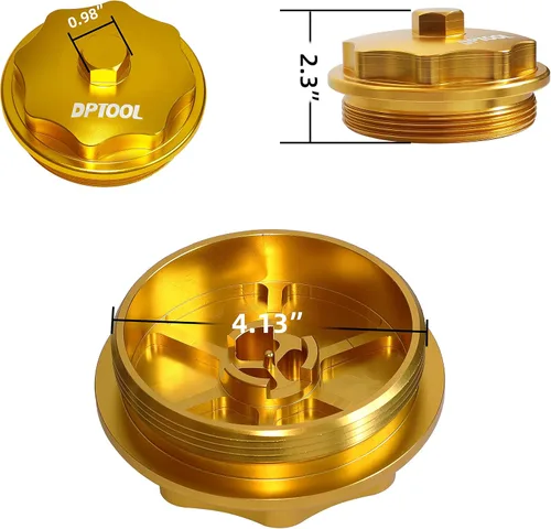 Vista 5 de Tapa de filtro de combustible de aluminio Billet Compatible con Ford 7.3L V8 diésel para F250 F350 F450 F550 E350 E450 E550 Fuel Bowl 1831193C91